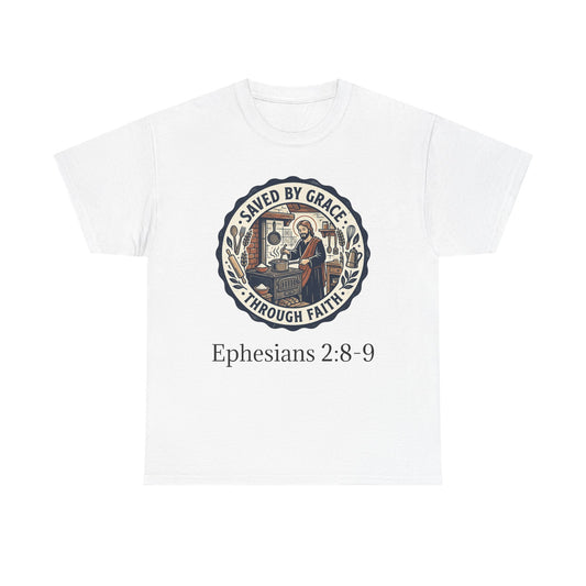 Saved by Grace Tee — "Saved & Seasoned" Christian Faith T-Shirt (Ephesians 2:8-9)