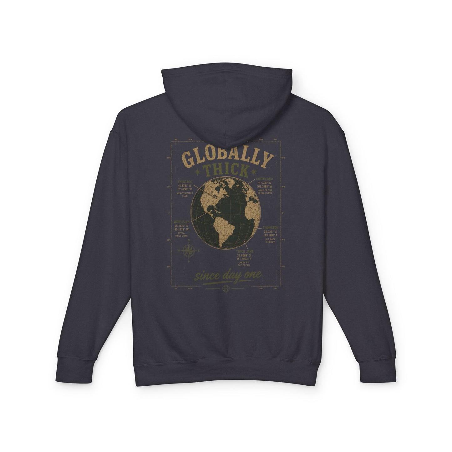 Globally Thick Hoodie – Retro Earth Graphic "Since Day One"