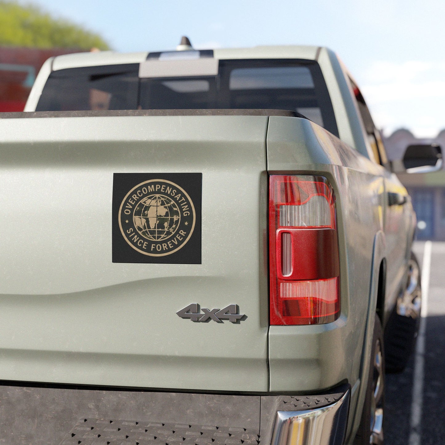 Overcompensating Since Forever Car Magnet — Vintage Globe Sticker for Cars